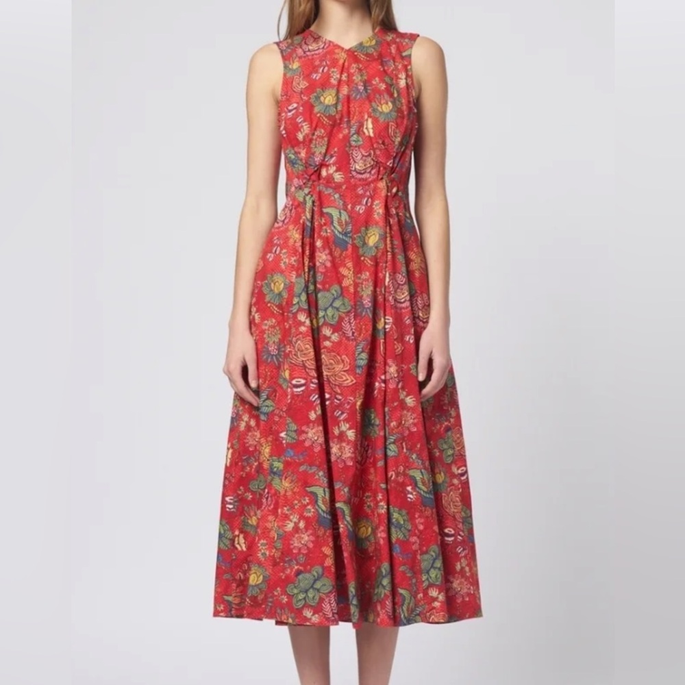 Ulla Johnson Red Floral Midi Dress